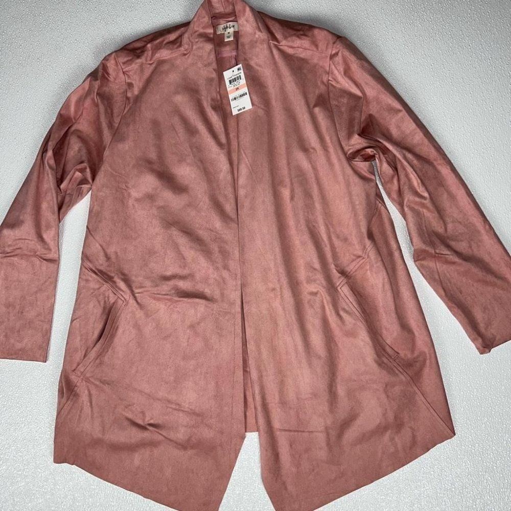 Style & Co. Womens Faux-Suede Open Front Jacket Blush Pink Size 2X NWT - Picture 5 of 9